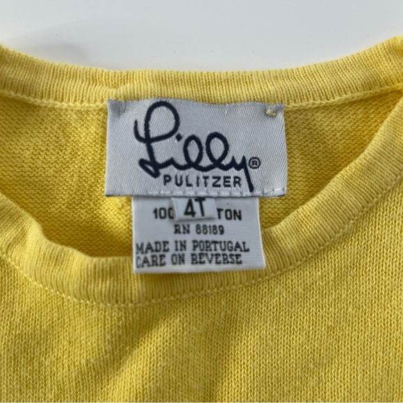 Vintage Lilly Pulitzer Yellow Crewneck Short Sleeve Knit Sweater Top Size 4T - Picture 4 of 6